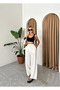 Stone 100% Cotton Side Button Wide Leg Trousers - 3508 - 4