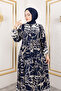 Authentic Viscose Long Hijab Dress Tsd250202 Navy Blue - 2