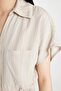 Shirt Collar Striped Linen Short Sleeve Jumpsuit C5995Ax24Sm - 4