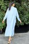 Women's Baby Blue Oversize, Relaxed Cut, Pocketed, Long Muslin Dress - 5