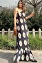 Women's Black Single Shoulder Thin Strap, Fitted Cut, Ruffled Skirt Long Mos Crepe Dress - 5