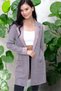 Women's Powder Textured Double Pocket Long Coat Cardigan Long Sleeve - Suitable for Hijab