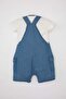 Baby Boy 2 Piece Set Dinosaur Printed Poplin Short Sleeve T-Shirt Salopet C2805A524Sm - 5