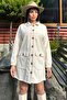Stone Button Detailed Flap Pocket, Midi Fleece Stamp Jacket - 3