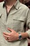 Male, Half Metal Zipper, Shirt Collar, Linen Blend, Woven, Oversize Shirt G12 - 6