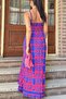 Women's Fuchsia Thread Strap, Strapless Neckline, Slit, Comfortable A-Line, Long Dress - 8
