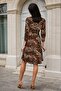 Leopard Print, Double Breasted Neckline, A-Line, Mini Dress - 2