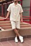 Men'S, Seersucker, Summer, Loose Fit, Linen Blend, Shirt-Shorts Set 297-g13 - 5