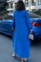 Women's Blue Judge Collar, Elastic Balloon Sleeves, Skirt and Sleeves Fold Fabric Stitched, Long Loose Dress - 7
