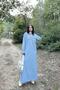 Women's Gray Polo Collar, Long Sleeve, Pocket, Slit, Loose, Maxi Length, Knitted Dress - 4