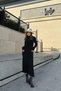 Women's Black Neck Collar, Slit Detail, Body Fitted, Knitwear Dress - 5