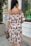 Women's Tile Tropical Leaf Print Off-The-Shoulder Summer Dress with Ruffle Hem - 4