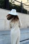 Women's Beige Neck Collar, Slit Detail, Body Fitted, Knitwear Dress - 3