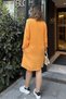Women's Mustard Judge Collar, Folded Wide Sleeve, Midi & Oversize Cut, Loose Muslin Dress - 8