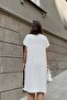 Ecru Short Sleeve, Polo Collar, Textured Fabric, Basic Fit/Cut, Aerobin Comfortable Midi Dress - 6