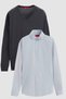 Ds Damat Slim Fit Anthracite Cotton Blended 2-Piece V-Neck Knitwear and Shirt