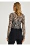 Lupinn Fashion Women's Patterned Transparent Tulle Body |   Long Sleeve Stretchy Slim Fit |   Leopard & Zebra Pattern - Y - 6