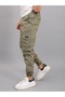 Khaki Color Men's Cargo Pocket Linen Trousers - 3