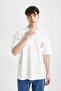 Oversize Wide Fit Crew Neck Back Printed Short Sleeve T-Shirt C7166Ax24Sm - 4