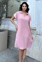 Powder Polo Collar Textured Comfortable Midi Dress - 6