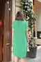 Green Short Sleeve, Polo Collar, Textured Fabric, Basic Fit/Cut, Aerobin Comfortable Midi Dress - 6