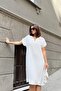 Ecru Short Sleeve, Polo Collar, Textured Fabric, Basic Fit/Cut, Aerobin Comfortable Midi Dress - 2