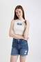 Fitted Printed Crew Neck Ribbed Camisole Athlete C9328AX24SM - 3