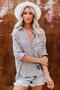 Black Striped Button Detailed Long Sleeve Women's Shirt Sh267 - 5