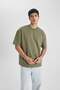 Oversize Wide Fit Crew Neck Basic Plain Short Sleeve T-Shirt B4933Ax24Sp - 4