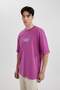 Loose Fit Crew Neck Back Printed Short Sleeve T-Shirt B8937Ax24Sm - 4