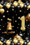 1 Year Old Gold Black Balloon Set Gold Numbered Birthday Balloon Stylish Party Ornament