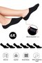 Bamboo Women's Ballerina Black Socks Seamless Invisible Anti-Slip Heel Silicone Premium Pack of 6 Black