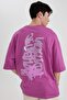 Loose Fit Crew Neck Back Printed Short Sleeve T-Shirt B8937Ax24Sm