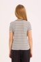 Slim Fit Crew Neck Striped Ribbed Short Sleeve T-Shirt Girls B6692A824Sm - 5