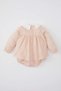 Baby Girl Newborn 2Pcs Set Polka Dot Waffle Long Sleeve Romper Dress Pantyhose B9656A524Sp - 8
