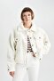 Relax Fit Polo Neck Welsoft Plush Cardigan B6373Ax23Wn - 4