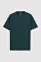 Ds Damat Oversize Dark Khaki Crew Neck 100% Cotton T-Shirt - 5