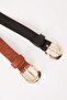 Women's Oval Buckle Faux Leather 2-Piece Casual Belt B1574Axns - 2