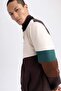 Regular Fit Stand Collar Zippered Sweatshirt Z5893Az23Sp - 5