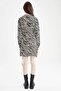 A-Line V-Neck Zebra Print Long Sleeve Mini Dress Y5061Az22Au - 8