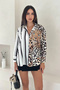 Leopard Stone Printed Half Striped Shirt - 7