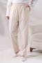Men's Cream Plane Tree Relaxed Cut Elastic Waist Hajj and Umrah Linen Baggy Trousers