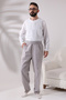 Men's Dark Gray Relaxed Fit Elastic Waist Linen Hajj and Umrah Baggy Trousers - 7