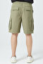 Regular Fit Cargo Pocket Elastic Waist Khaki Men's Shorts - 5