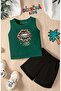 Leopard Lip Printed Shorts Tee Unisex Children's Set
