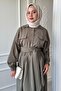 Double Pocket Balloon Sleeve Khaki Skirt Suit - 2