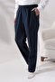 Men's Navy Blue Relaxed Cut Elastic Waist Linen Hajj and Umrah Shalwar Trousers