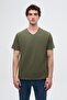 Ds Damat Slim Fit Khaki V-Neck 100% Cotton T-Shirt