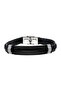 Black Rope Plated Steel Leather Men Bracelet Ei39Sy - 3