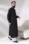 Men's Black Sycamore Hajj and Umrah Dress Long Neck Dagron Fabric Fistan - 2